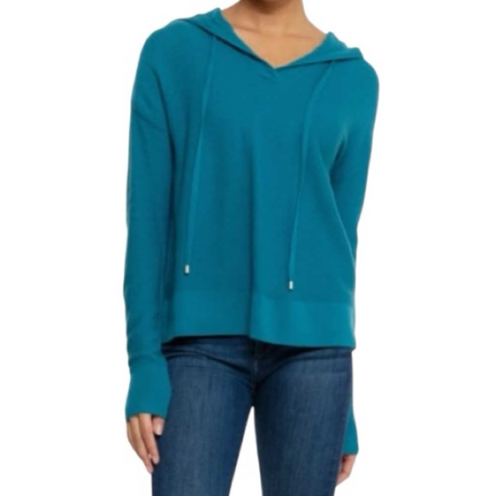 Aspen 100% Merino Wool Drawstring Fall Oversize Cozy Soft Teal Women's Hoodie M